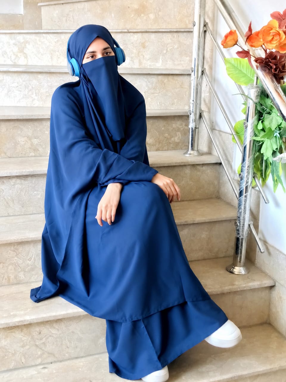 3-Piece Jilbab - Navyblue