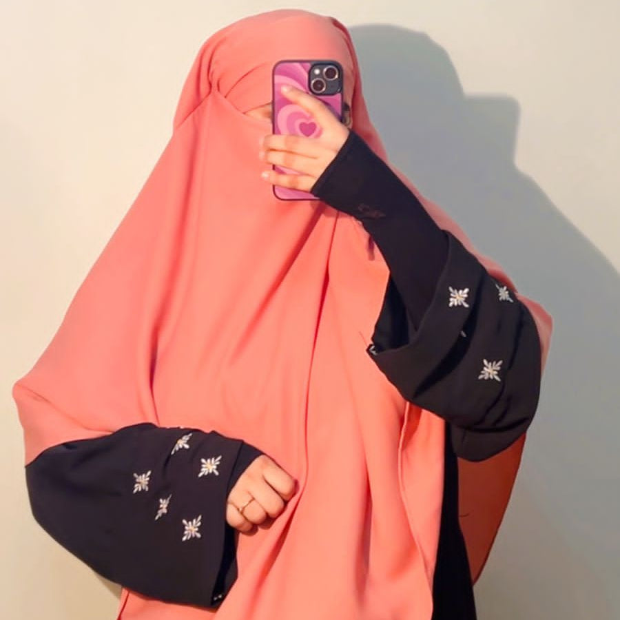 Single Layer Khimar - Peach