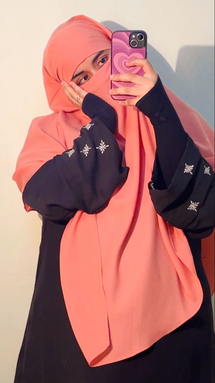 Single Layer Khimar - Peach