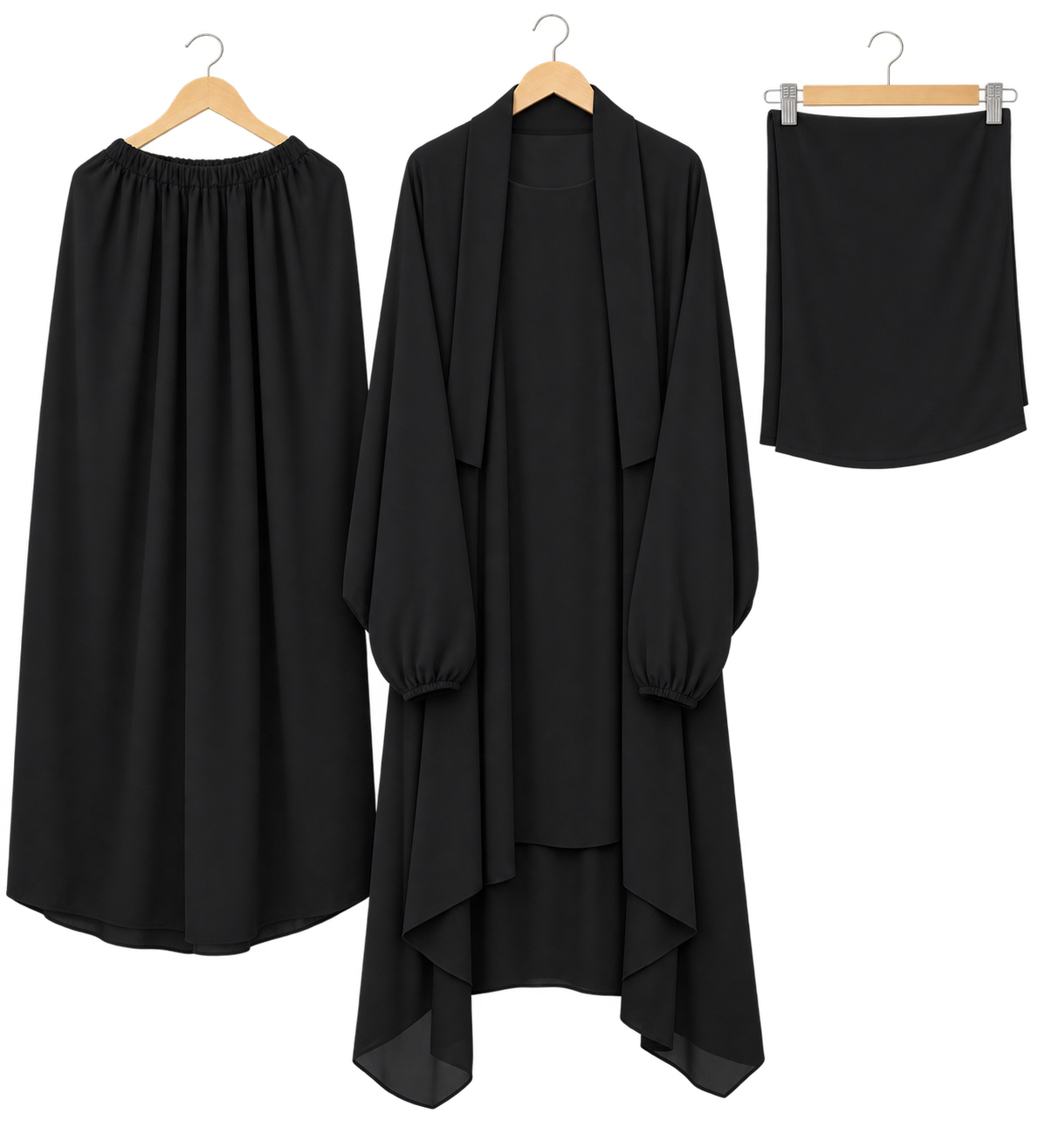 3-Piece Jilbab - Black