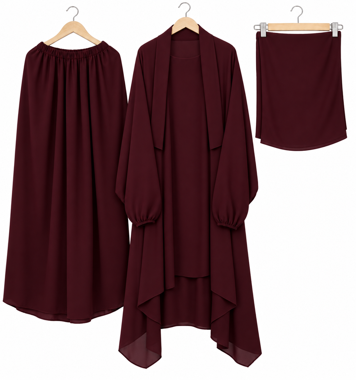 3-Piece Jilbab - Dark Maroon