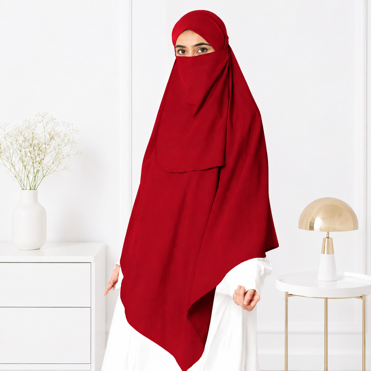 Single Layer Khimar - Red