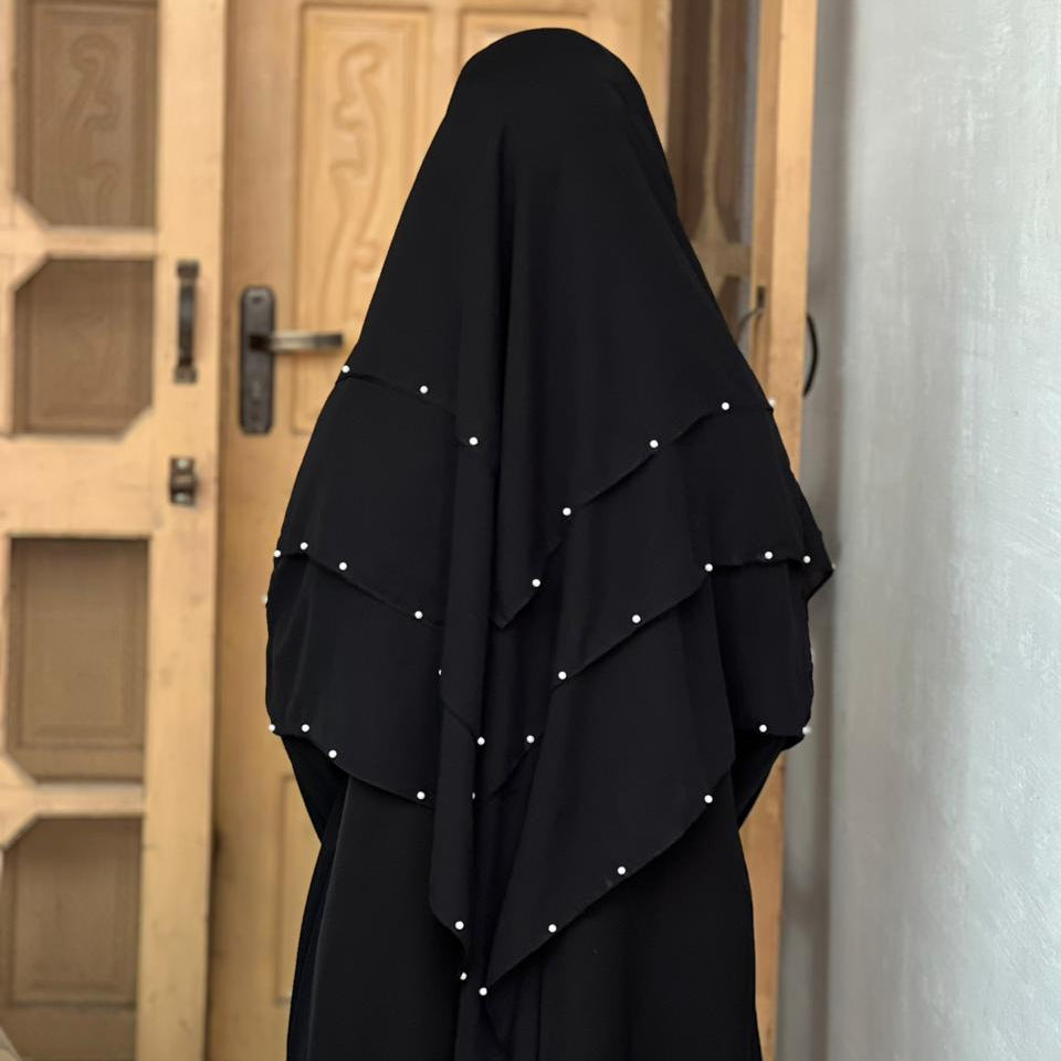 3 Layer Khimar Hijab: Pearl Edition