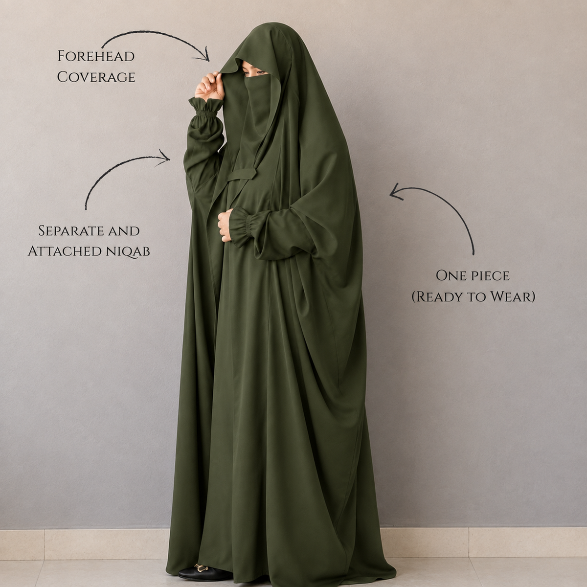 Saudi Jilbab - Olive Green